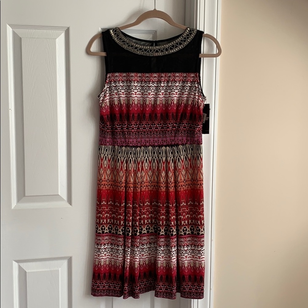 Sandra Darren Dress -Red/Black -Sleeveless -6-NWT